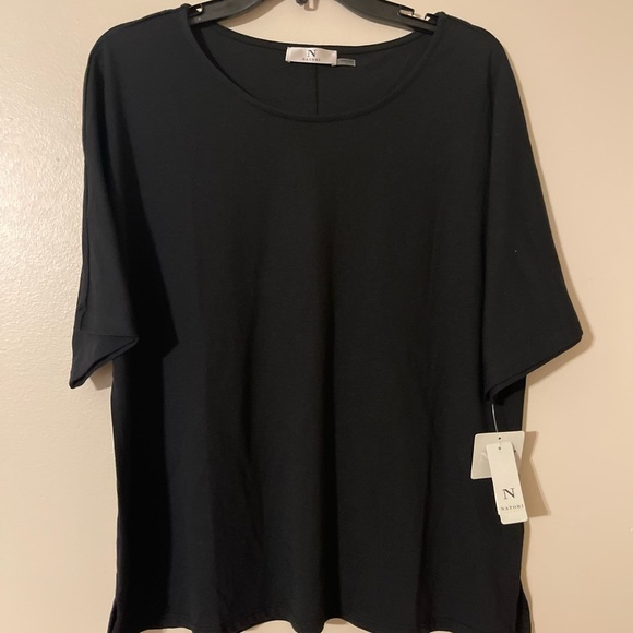 Natori 24/7 Loungewear Shirt Black LG - Picture 1 of 4